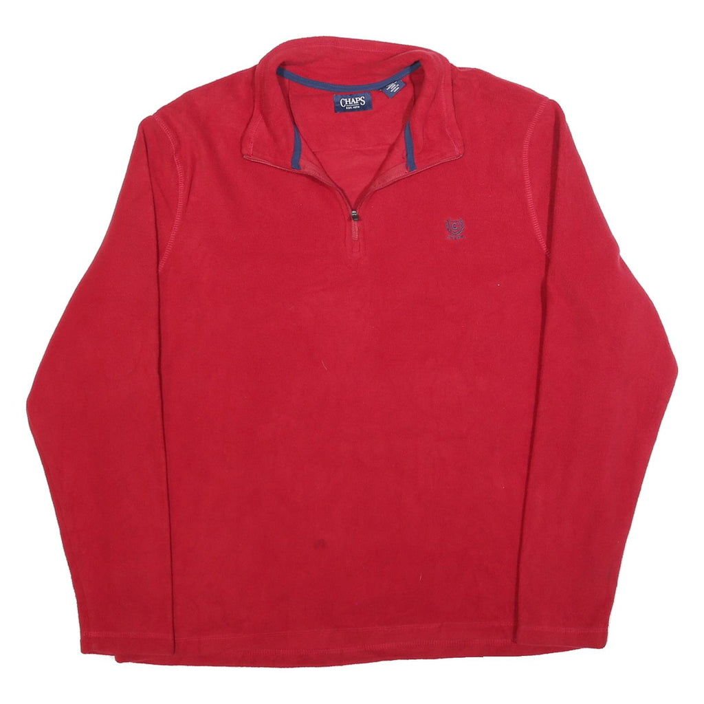 CHAPS Mens Red Jumper Plain Half Zip PullOver Polyester Blend XL Casual Warm