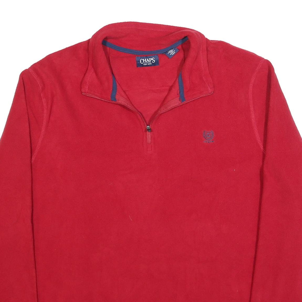 CHAPS Mens Red Jumper Plain Half Zip PullOver Polyester Blend XL Casual Warm