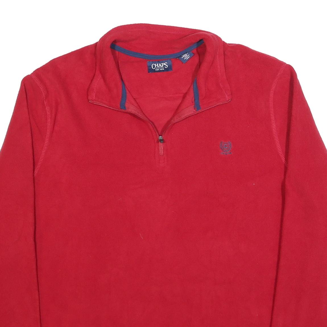 CHAPS Mens Red Jumper Plain Half Zip PullOver Polyester Blend XL Casual Warm