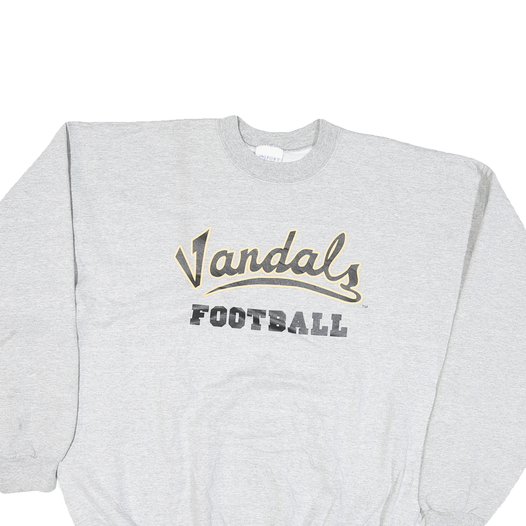 PORT & COMPANY Mens Grey Vandals Football Crew Neck XL Cotton Blend Sweatshirt