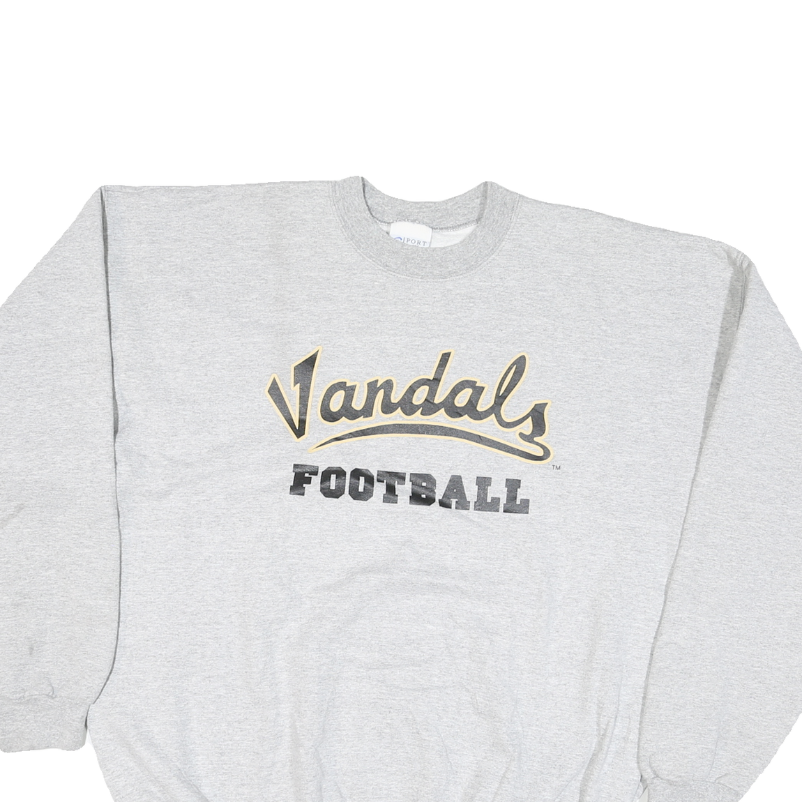 PORT & COMPANY Mens Grey Vandals Football Crew Neck XL Cotton Blend Sweatshirt