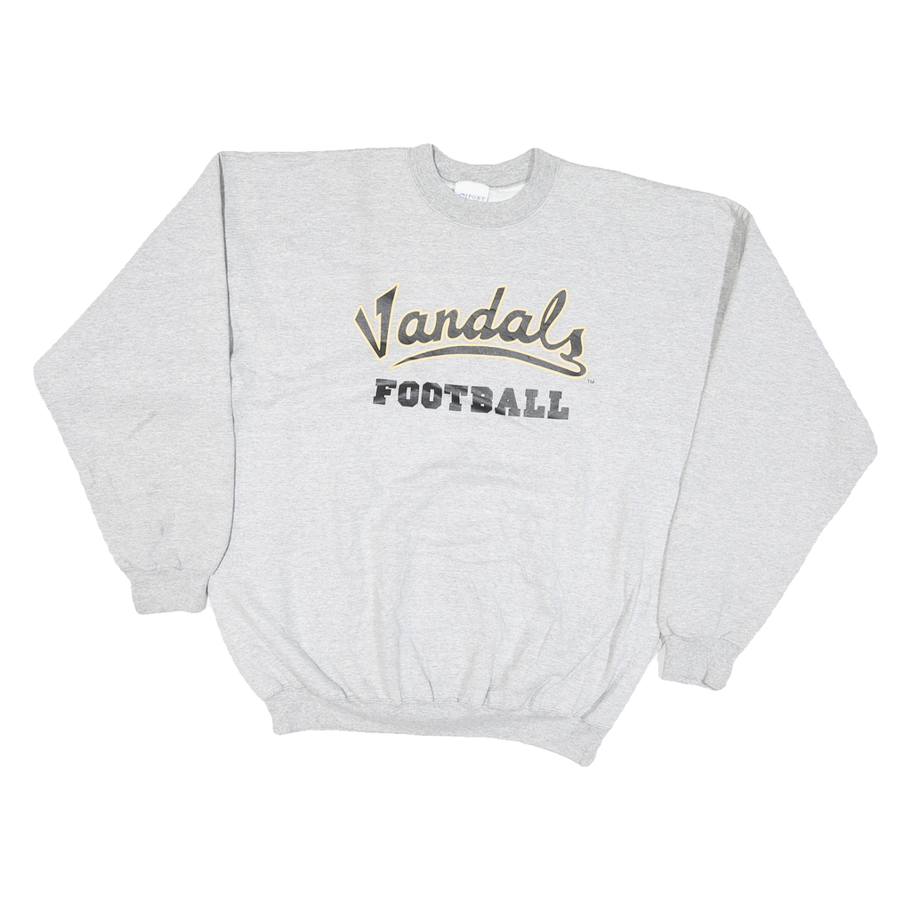 PORT & COMPANY Mens Grey Vandals Football Crew Neck XL Cotton Blend Sweatshirt