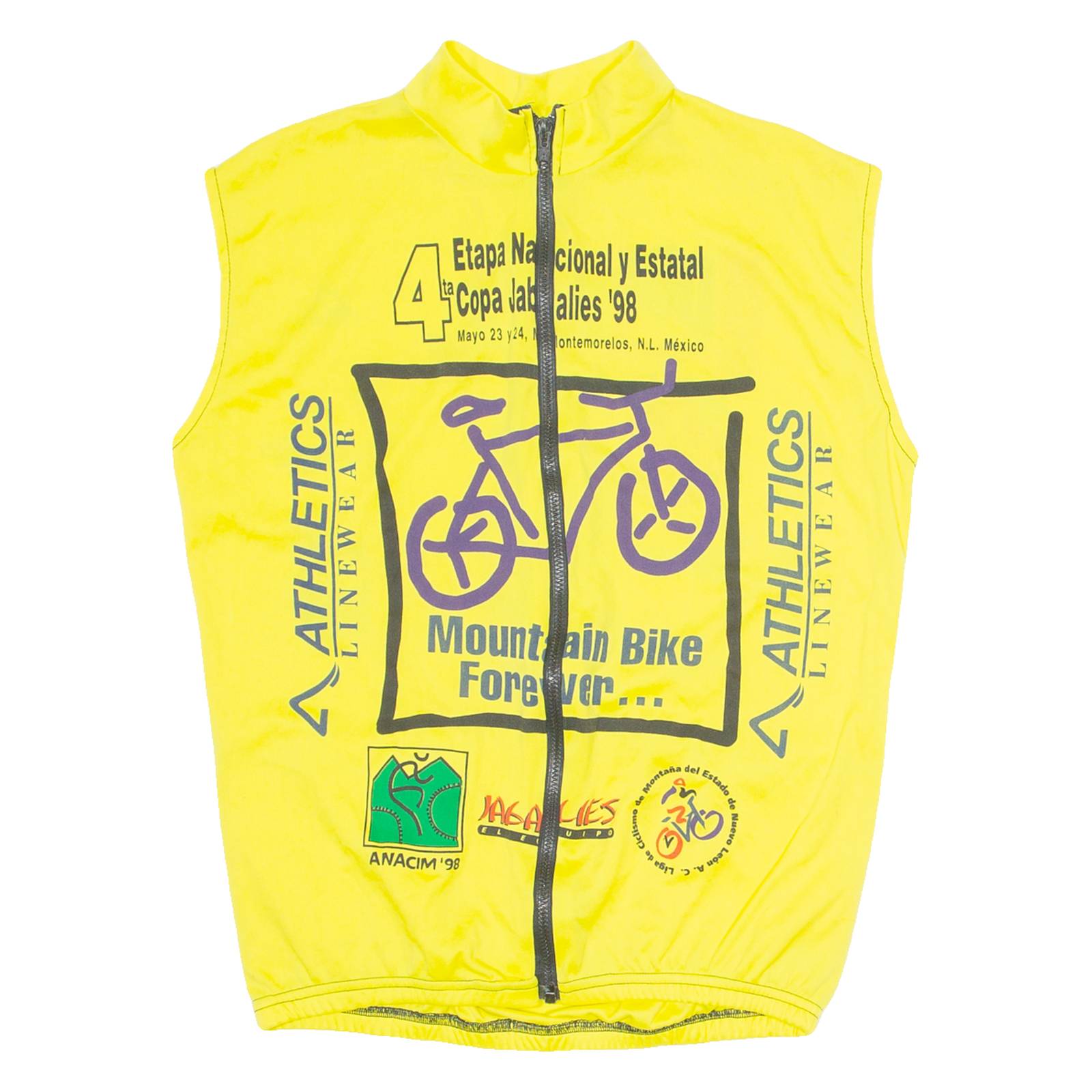 ATHLETICS LINEWEAR Cycling Mens Jersey Yellow Sleeveless 1/4 Zip M