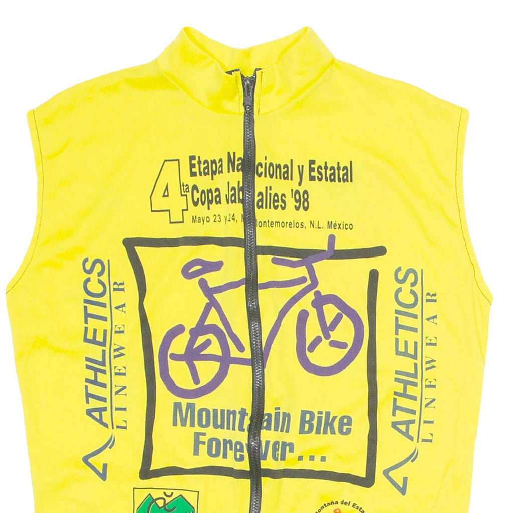 ATHLETICS LINEWEAR Cycling Mens Jersey Yellow Sleeveless 1/4 Zip M