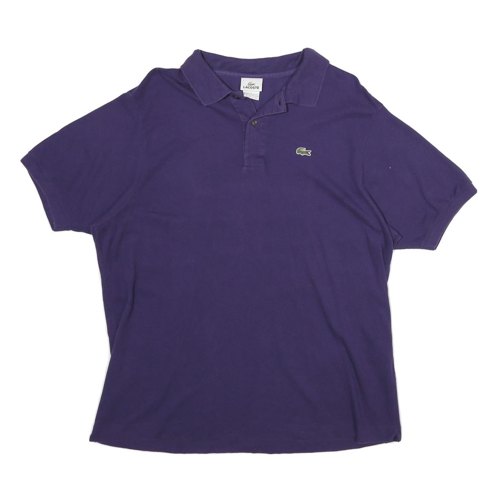 LACOSTE Mens Purple Cotton Short Sleeve Polo Shirt L Classic Fit