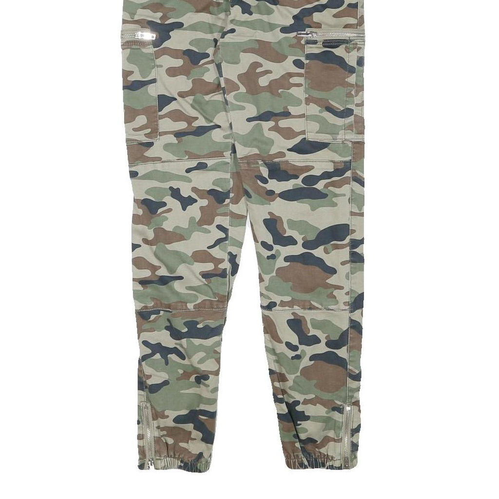 DENIM COLLECTION Womens Cotton Blend Camouflage Slim Leg Trousers W24 L27 Belted