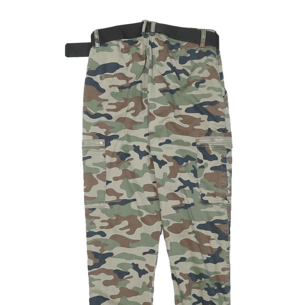 DENIM COLLECTION Womens Cotton Blend Camouflage Slim Leg Trousers W24 L27 Belted