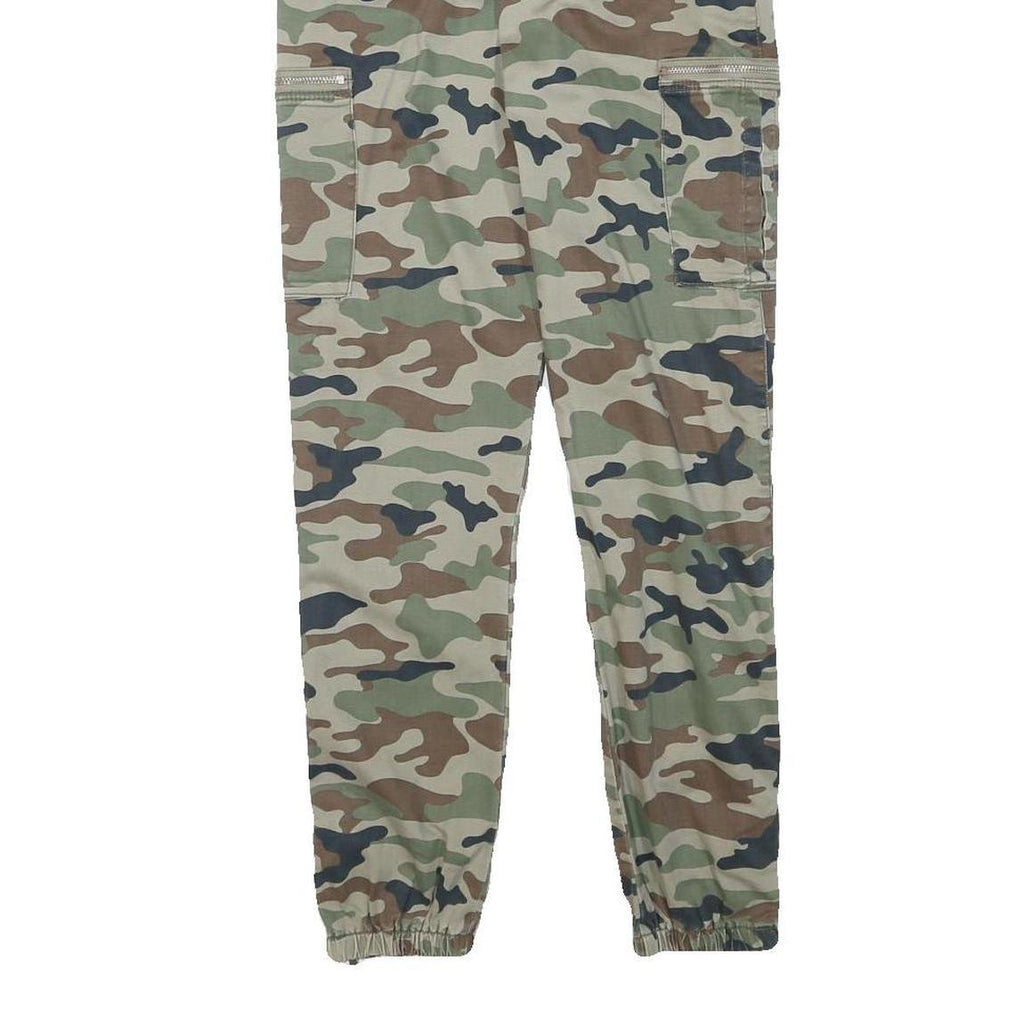 DENIM COLLECTION Womens Cotton Blend Camouflage Slim Leg Trousers W24 L27 Belted
