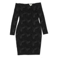 L'AGENCE Womens Black Cotton Blend Off The Shoulder Bodycon Dress Long Sleeve UK