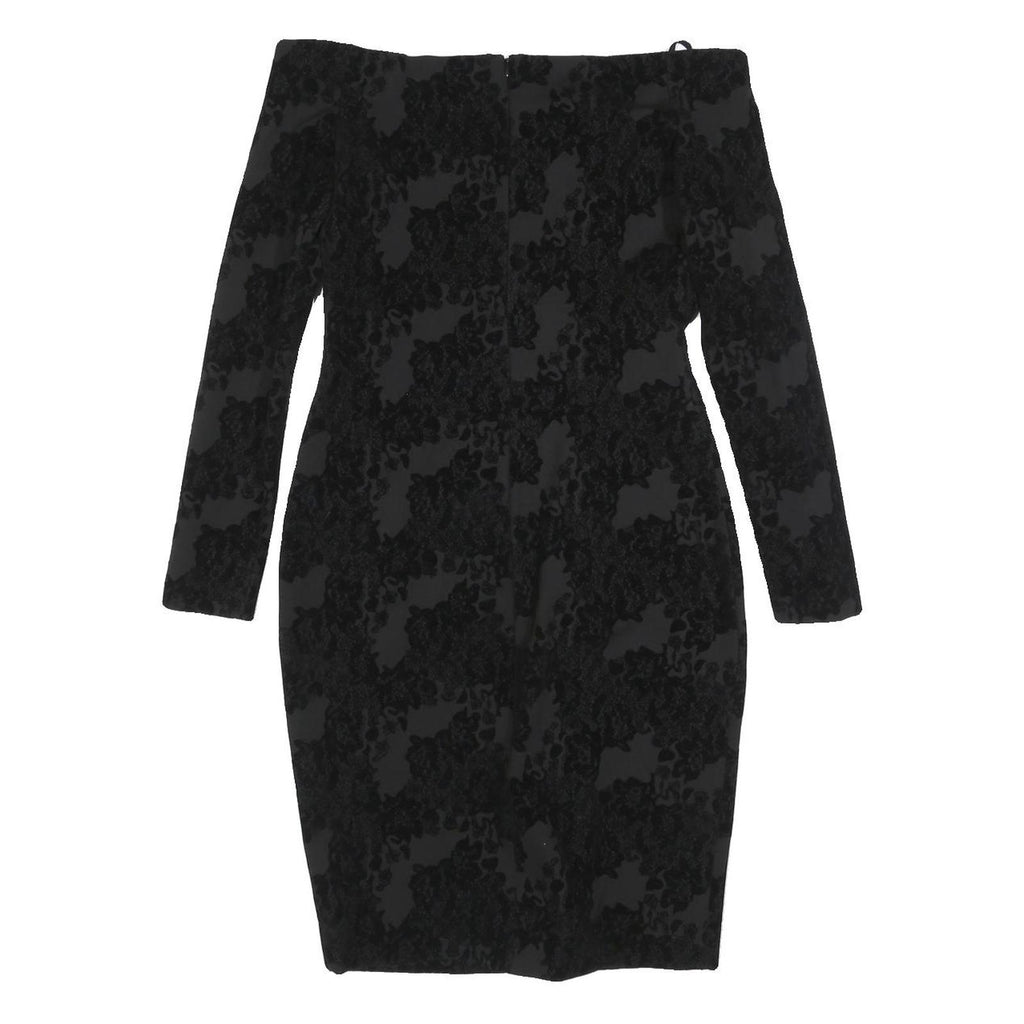 L'AGENCE Womens Black Cotton Blend Off The Shoulder Bodycon Dress Long Sleeve UK