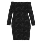 L'AGENCE Womens Black Cotton Blend Off The Shoulder Bodycon Dress Long Sleeve UK