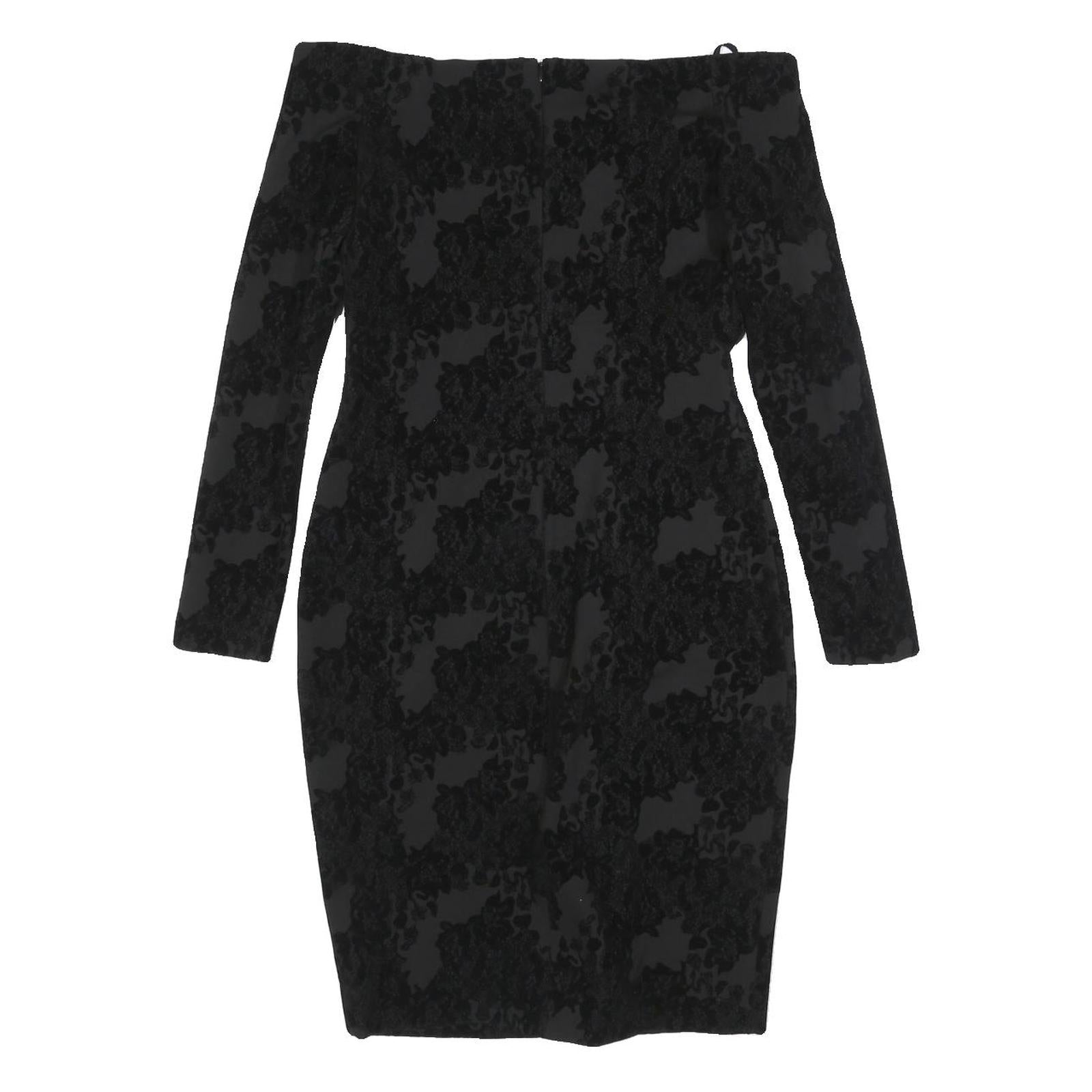 L'AGENCE Womens Black Cotton Blend Off The Shoulder Bodycon Dress Long Sleeve UK