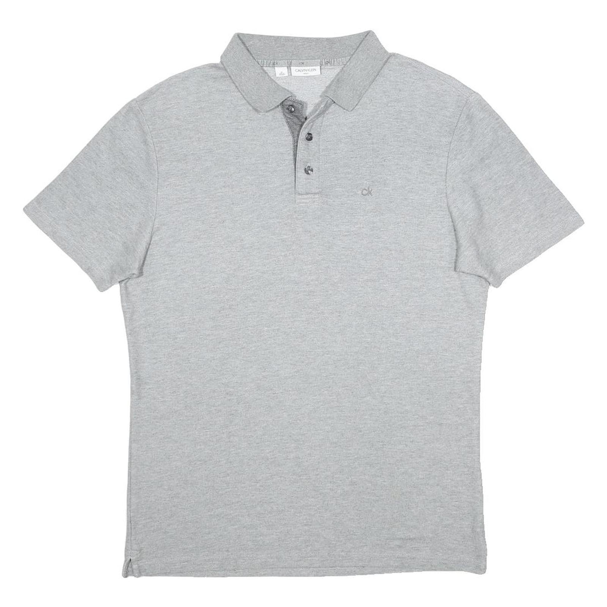 CALVIN KLEIN Mens Grey Polo Shirt Short Sleeve Plain M Cotton Blend Casual