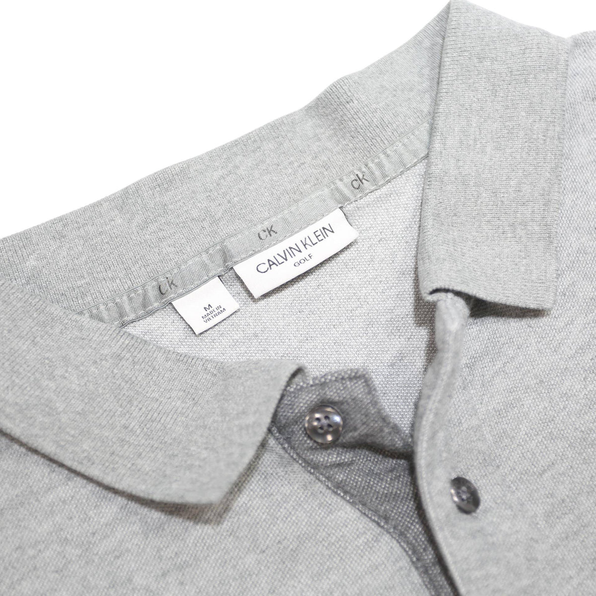 CALVIN KLEIN Mens Grey Polo Shirt Short Sleeve Plain M Cotton Blend Casual
