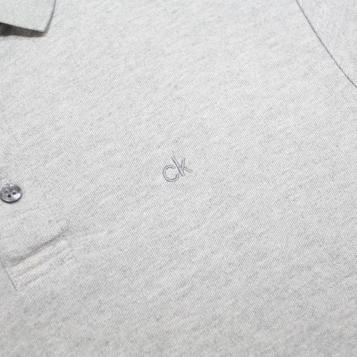 CALVIN KLEIN Mens Grey Polo Shirt Short Sleeve Plain M Cotton Blend Casual
