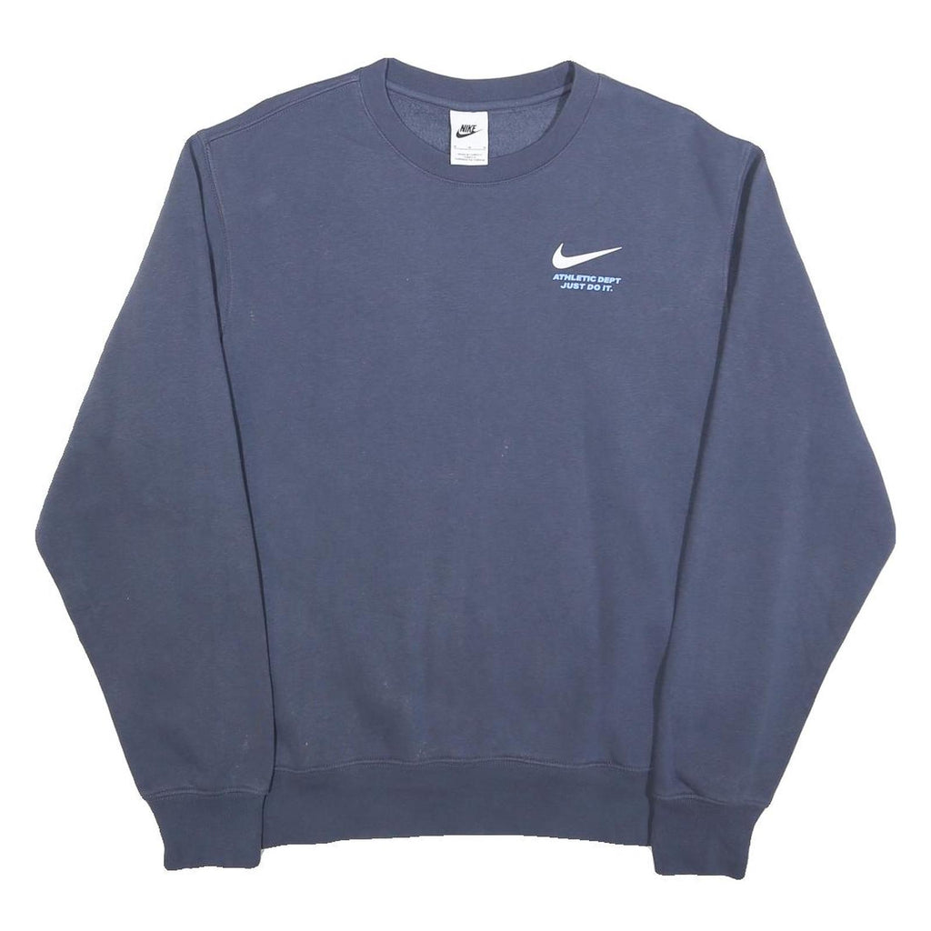 NIKE Mens Blue Crew Neck M Athletic Dept Just Do It Sweatshirt Classic Fit