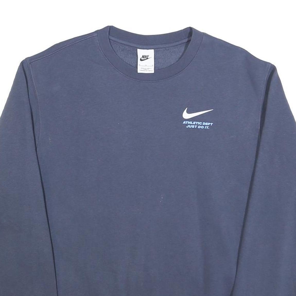 NIKE Mens Blue Crew Neck M Athletic Dept Just Do It Sweatshirt Classic Fit