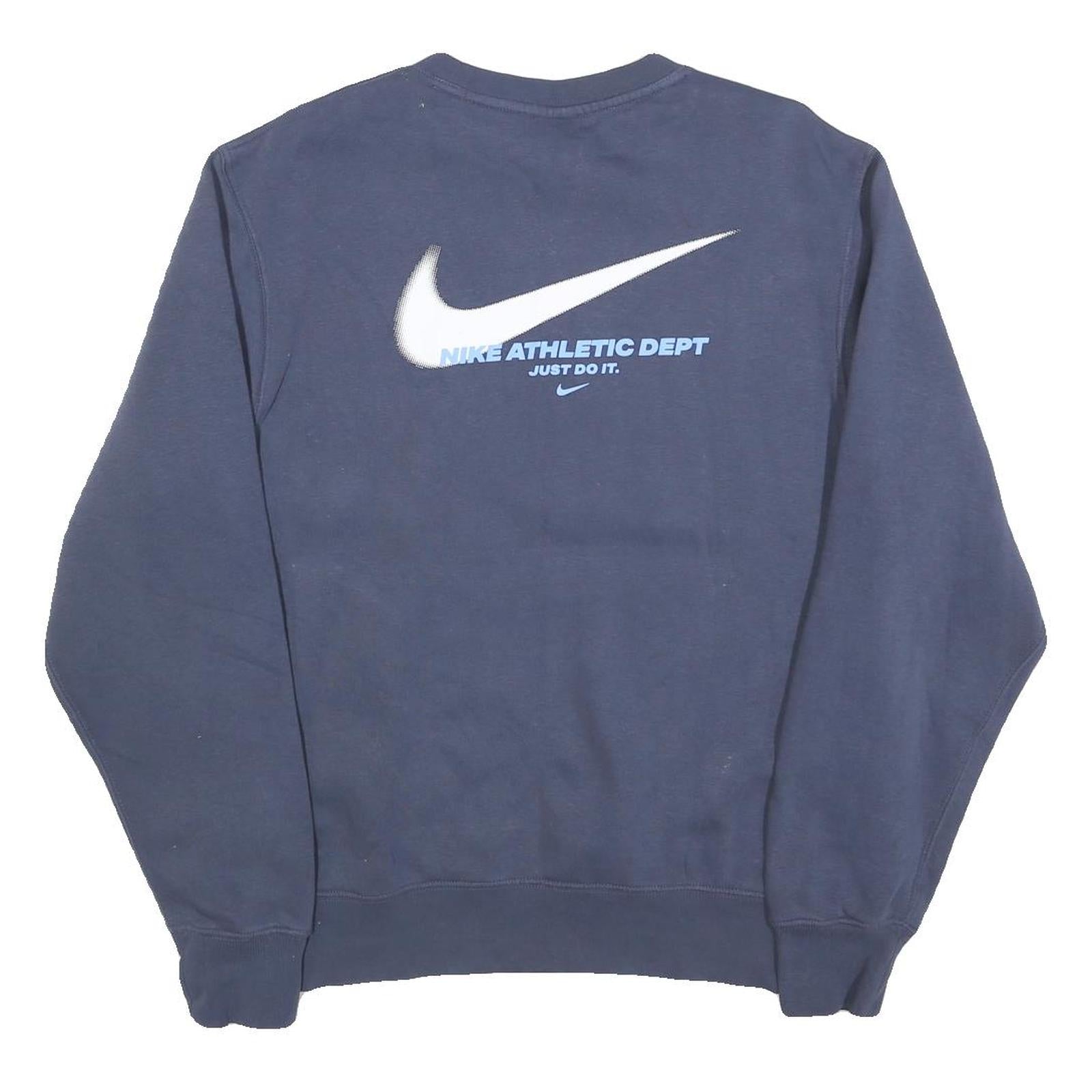NIKE Mens Blue Crew Neck M Athletic Dept Just Do It Sweatshirt Classic Fit