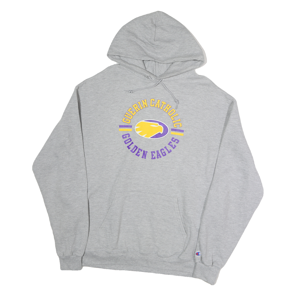 CHAMPION Mens Grey Guerin Catholic Golden Eagles Hoodie XL Pullover Cotton