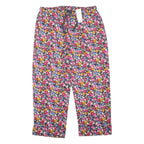 M&S Womens Cotton Blend Floral Loose Trousers W34 L30 Drawstring Waist