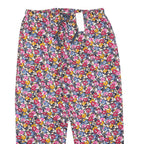 M&S Womens Cotton Blend Floral Loose Trousers W34 L30 Drawstring Waist