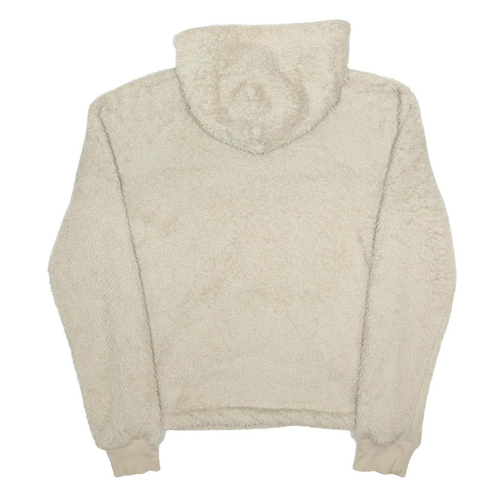 REEBOK Womens Beige Plush Hoodie S Fleece Pullover Hooded Sweatshirt Cozy