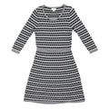 MONSOON Womens Black & White Day Cotton Blend Dress UK 12 Striped Pattern 3/4