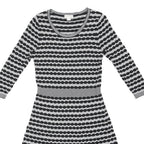 MONSOON Womens Black & White Day Cotton Blend Dress UK 12 Striped Pattern 3/4
