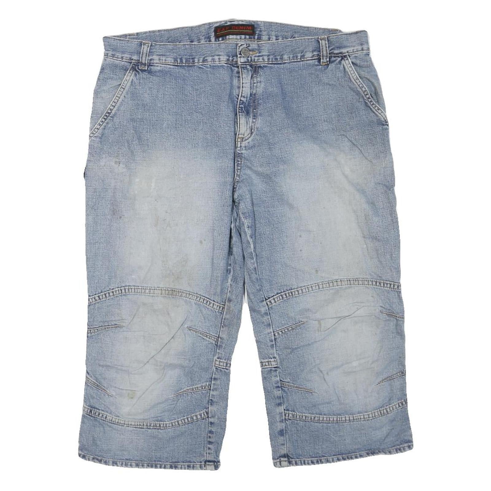 EXE DENIM Mens Denim Blue Casual Shorts L W38 Cotton Blend Relaxed Fit