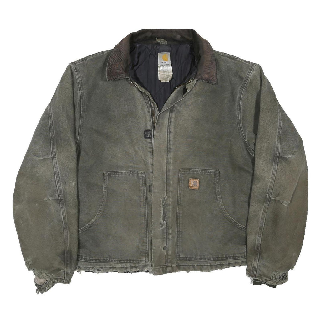 CARHARTT Mens Green Cotton Canvas Workwear Jacket XL Relaxed Fit Zip Up Pockets