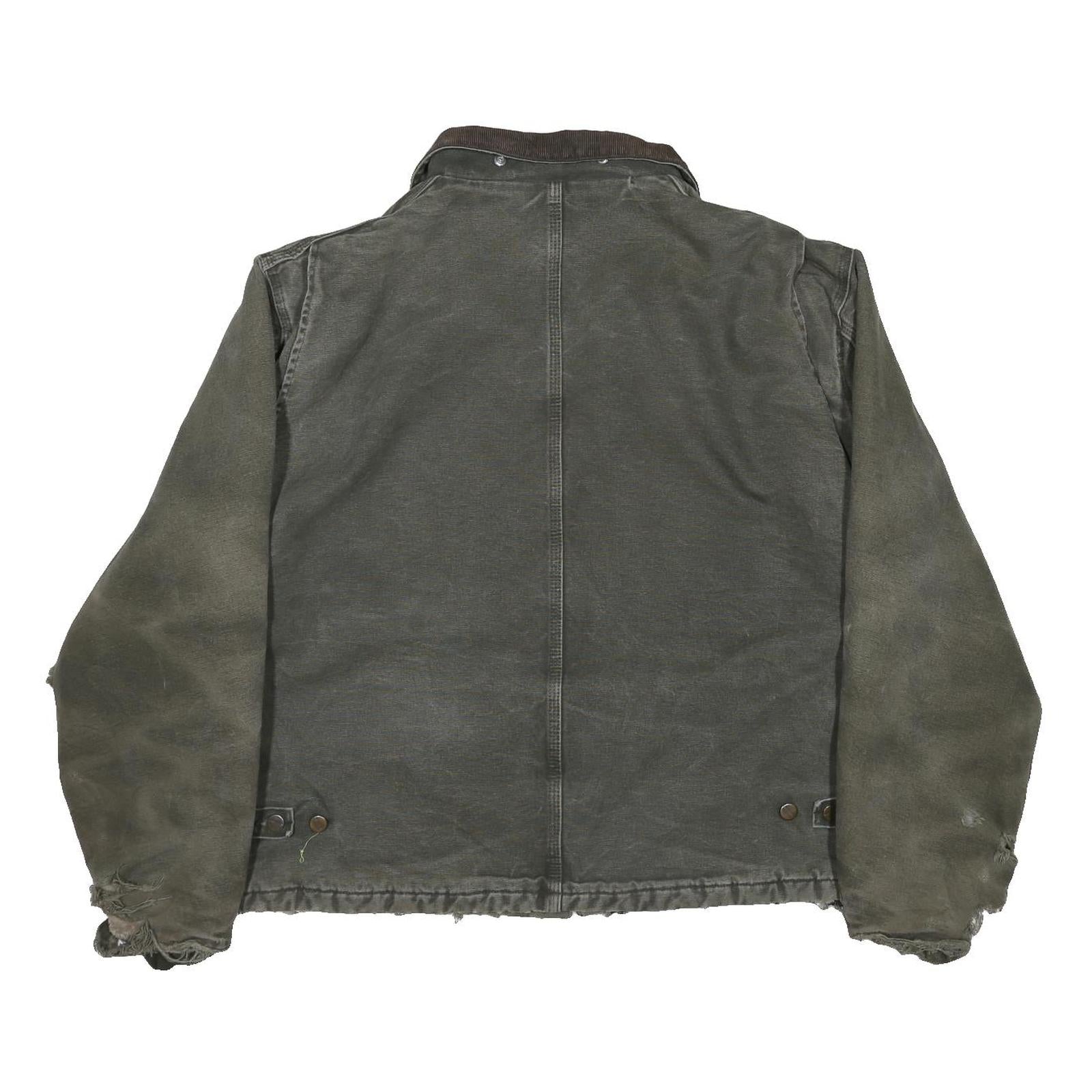 CARHARTT Mens Green Cotton Canvas Workwear Jacket XL Relaxed Fit Zip Up Pockets