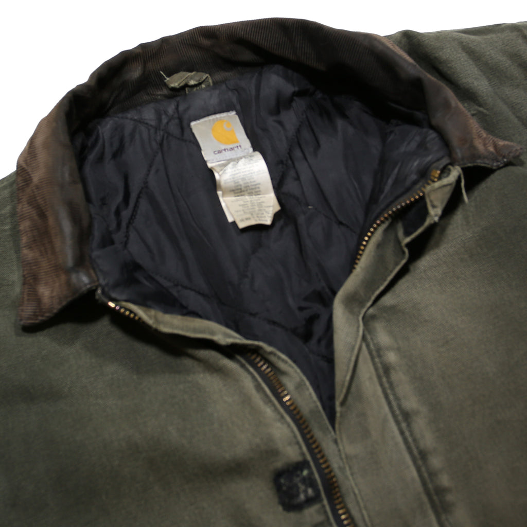 CARHARTT Mens Green Cotton Canvas Workwear Jacket XL Relaxed Fit Zip Up Pockets