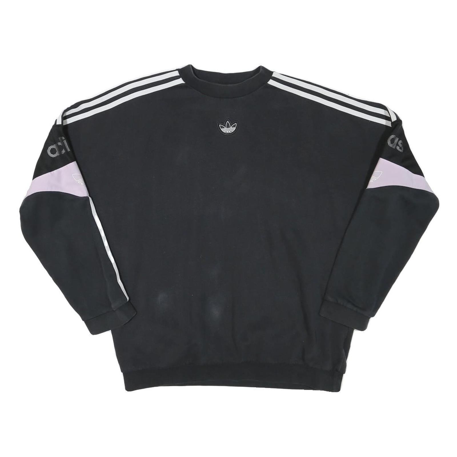 ADIDAS Mens Black & Purple Crew Neck S Cotton Blend Pullover Sweatshirt