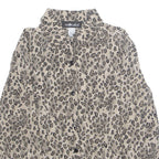 SAG HARBOR Womens Printed Blouse Brown Collared Long Sleeve Animal Print S