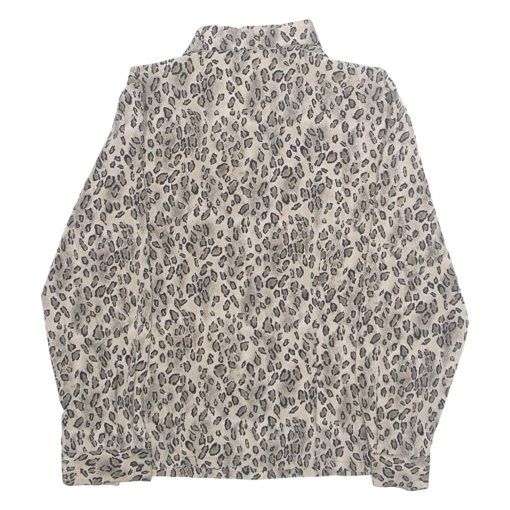 SAG HARBOR Womens Printed Blouse Brown Collared Long Sleeve Animal Print S