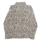 SAG HARBOR Womens Printed Blouse Brown Collared Long Sleeve Animal Print S