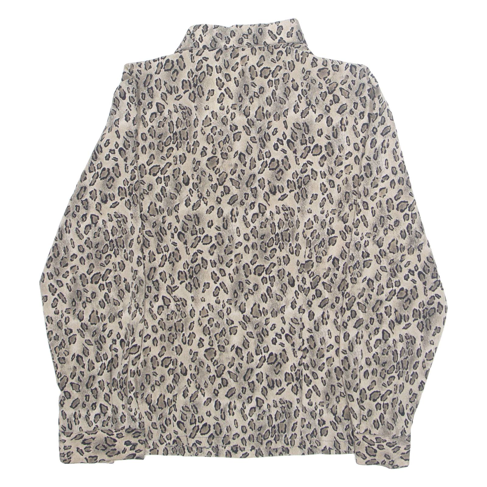 SAG HARBOR Womens Printed Blouse Brown Collared Long Sleeve Animal Print S
