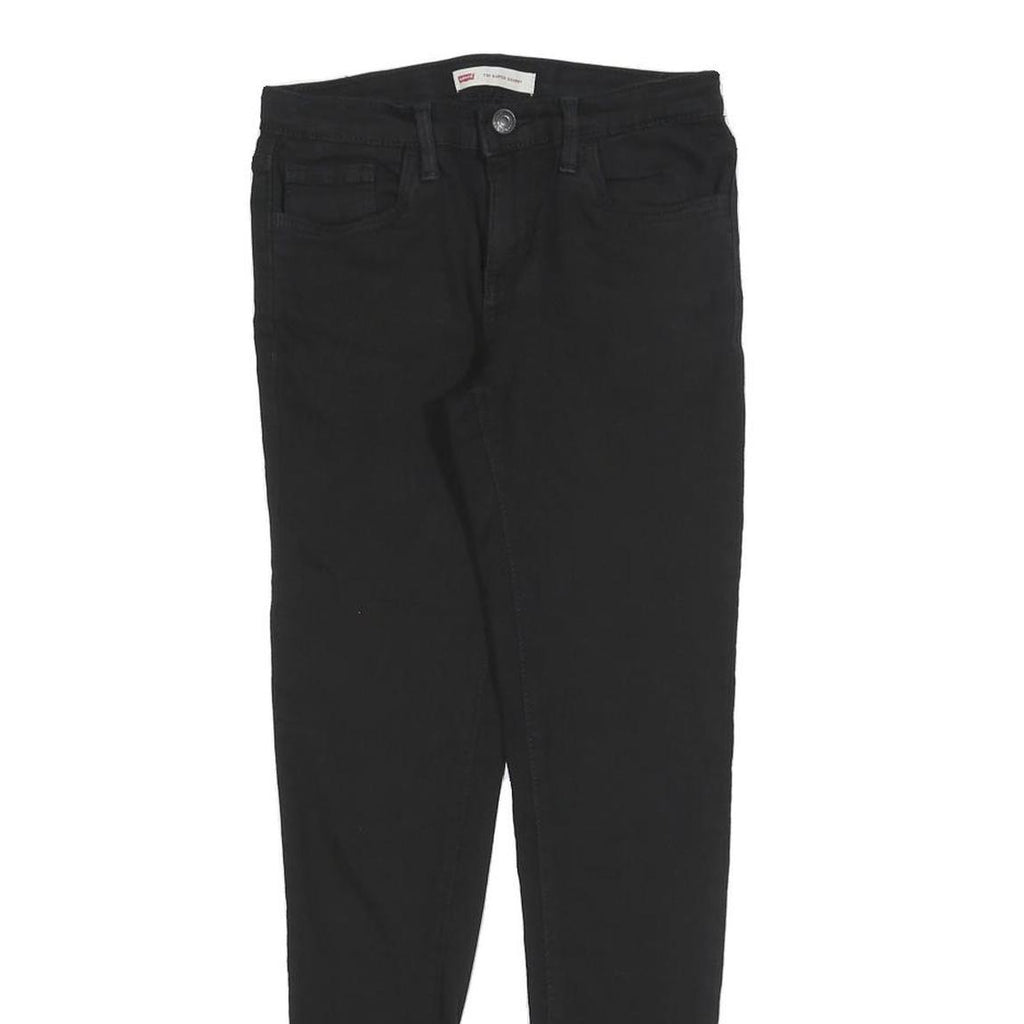 LEVI'S Girls Cotton Blend Black Slim Skinny Trousers W24 L26
