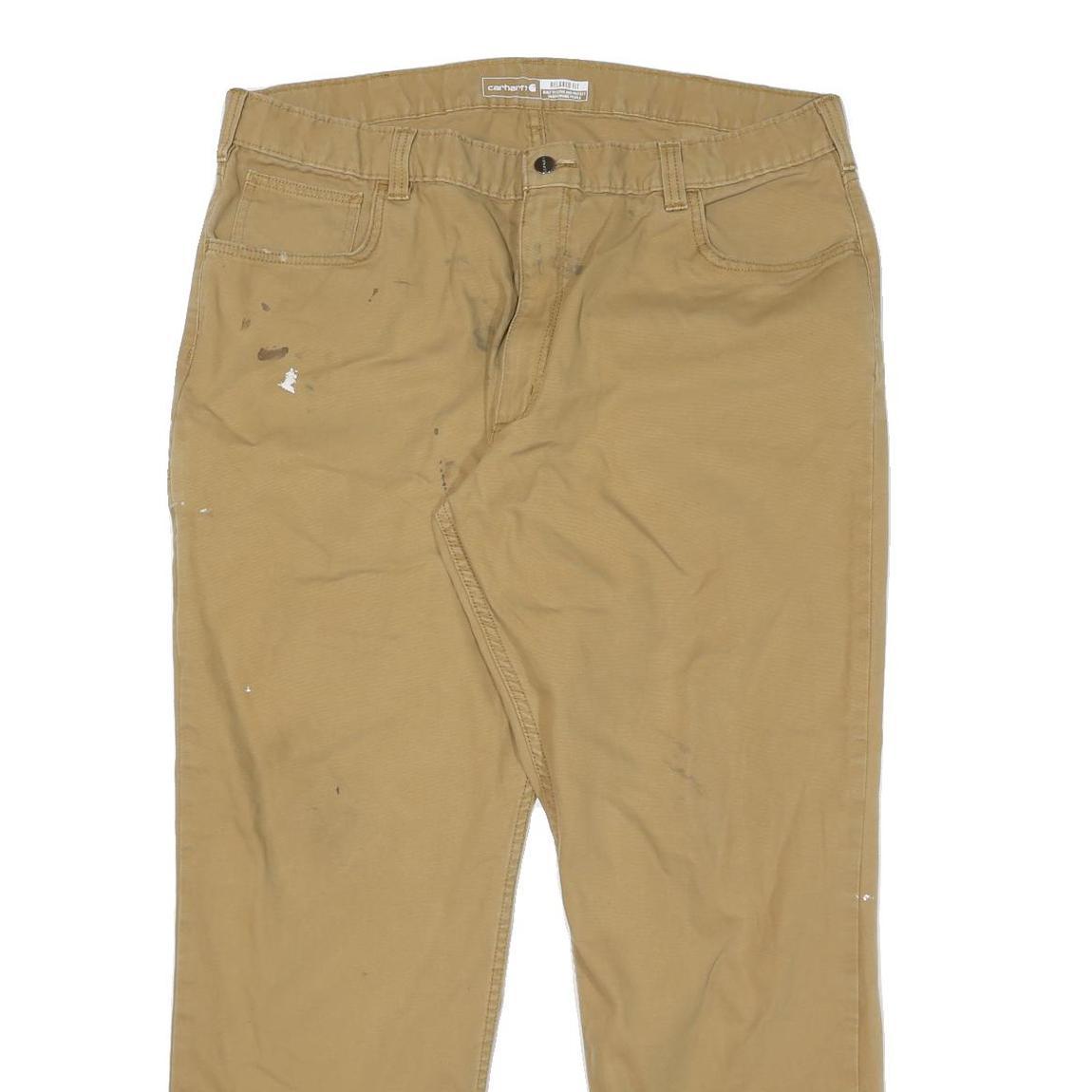 CARHARTT Mens Cotton Blend Relaxed Straight Trousers Loose Fit W38 L31 Durable