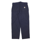 CARHARTT Mens Cotton Blend Navy Relaxed Straight Trousers W34 L32 Workwear Zip