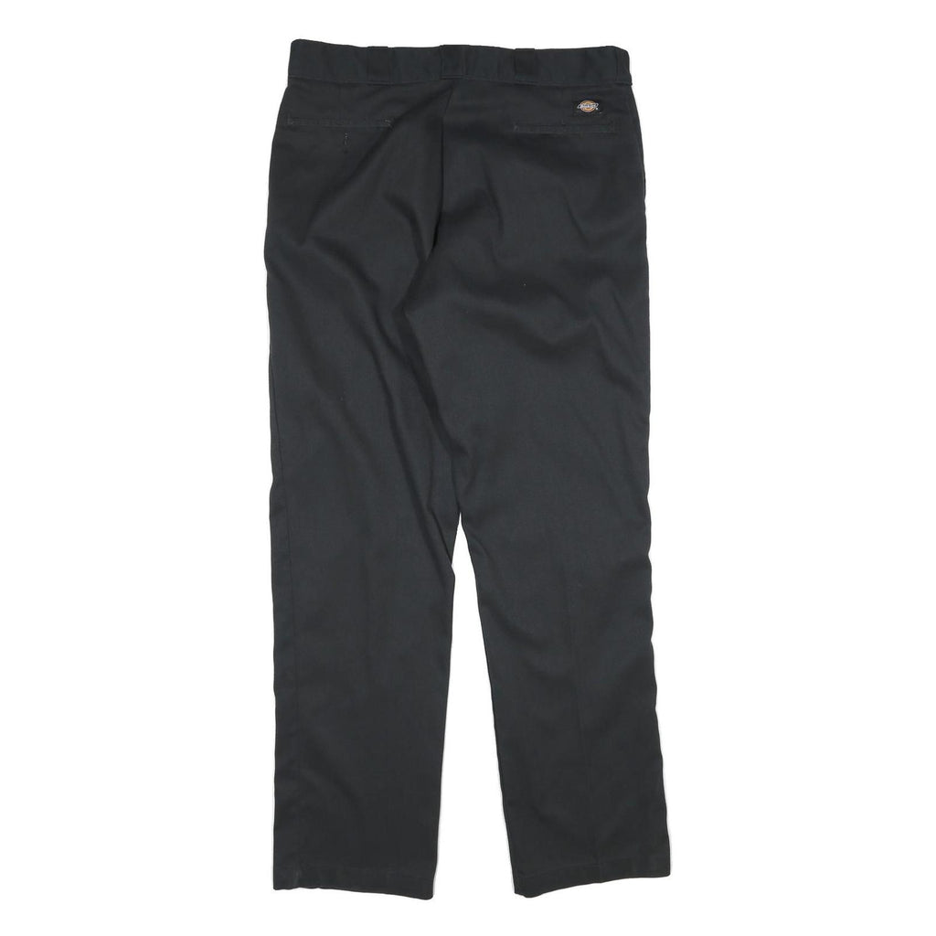 DICKIES Mens Cotton Black Regular Straight Trousers W38 L34 Workwear Zip Closure