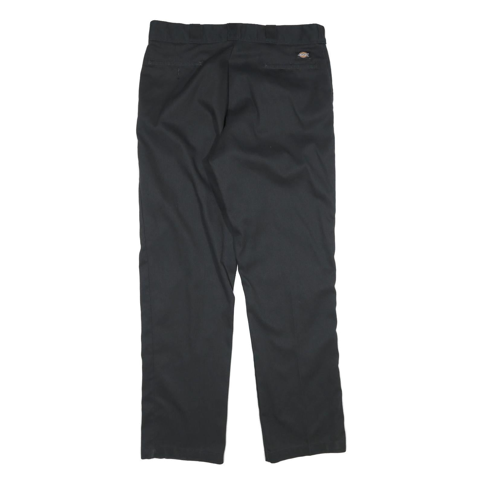DICKIES Mens Cotton Black Regular Straight Trousers W38 L34 Workwear Zip Closure