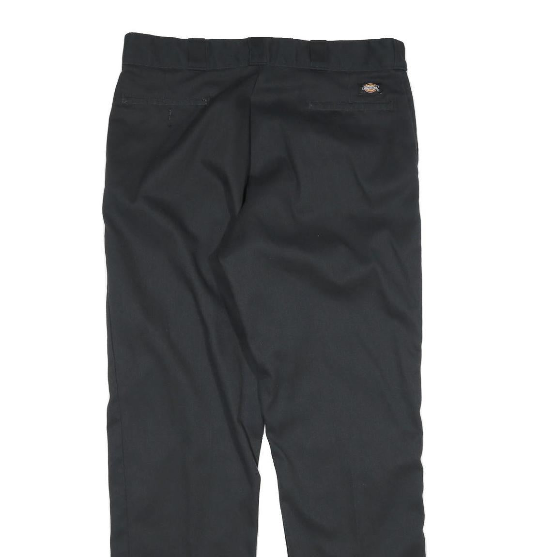 DICKIES Mens Cotton Black Regular Straight Trousers W38 L34 Workwear Zip Closure
