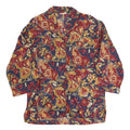 Womens Blue Red Yellow Floral Blouse 3/4 Sleeve Collared L Cotton Blend