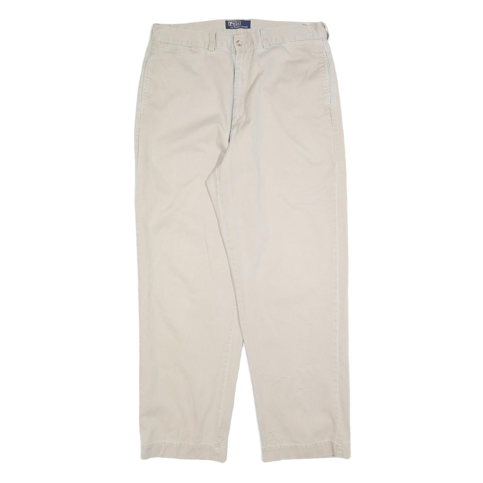 POLO RALPH LAUREN Mens Cotton Blend Beige Relaxed Straight Trousers W35 L32