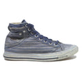 DIESEL Mens High Top Trainers Blue Canvas UK 6.5 Chain Accent Casual Footwear