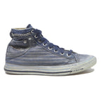DIESEL Mens High Top Trainers Blue Canvas UK 6.5 Chain Accent Casual Footwear