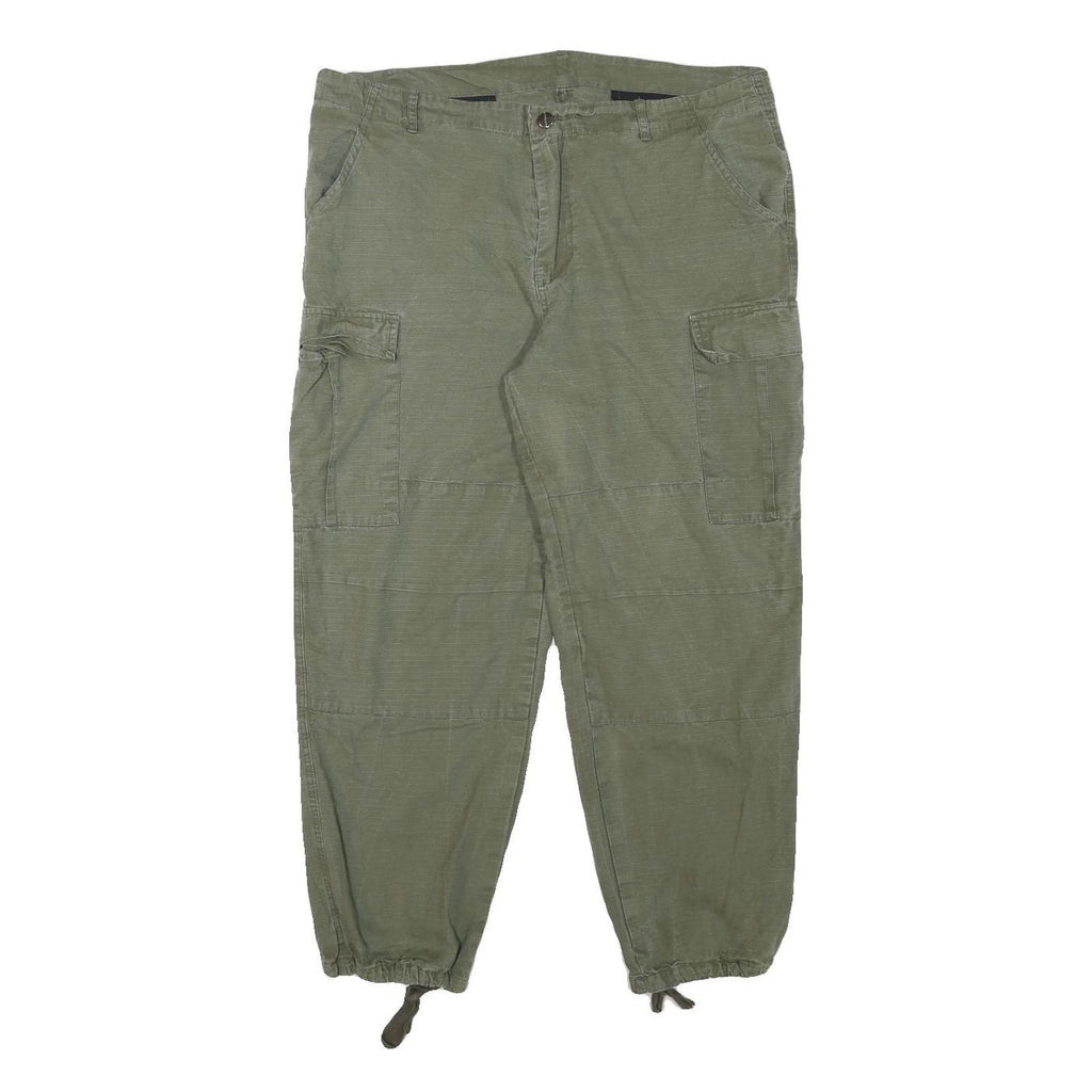 CARHARTT Mens Relaxed Green Cargo Trousers W36 L27 Cotton Blend Zip Closure