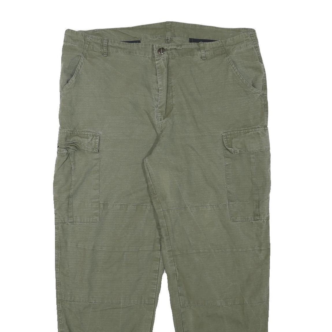 CARHARTT Mens Relaxed Green Cargo Trousers W36 L27 Cotton Blend Zip Closure