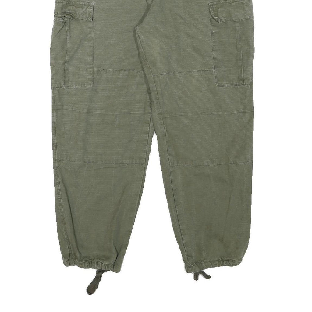 CARHARTT Mens Relaxed Green Cargo Trousers W36 L27 Cotton Blend Zip Closure